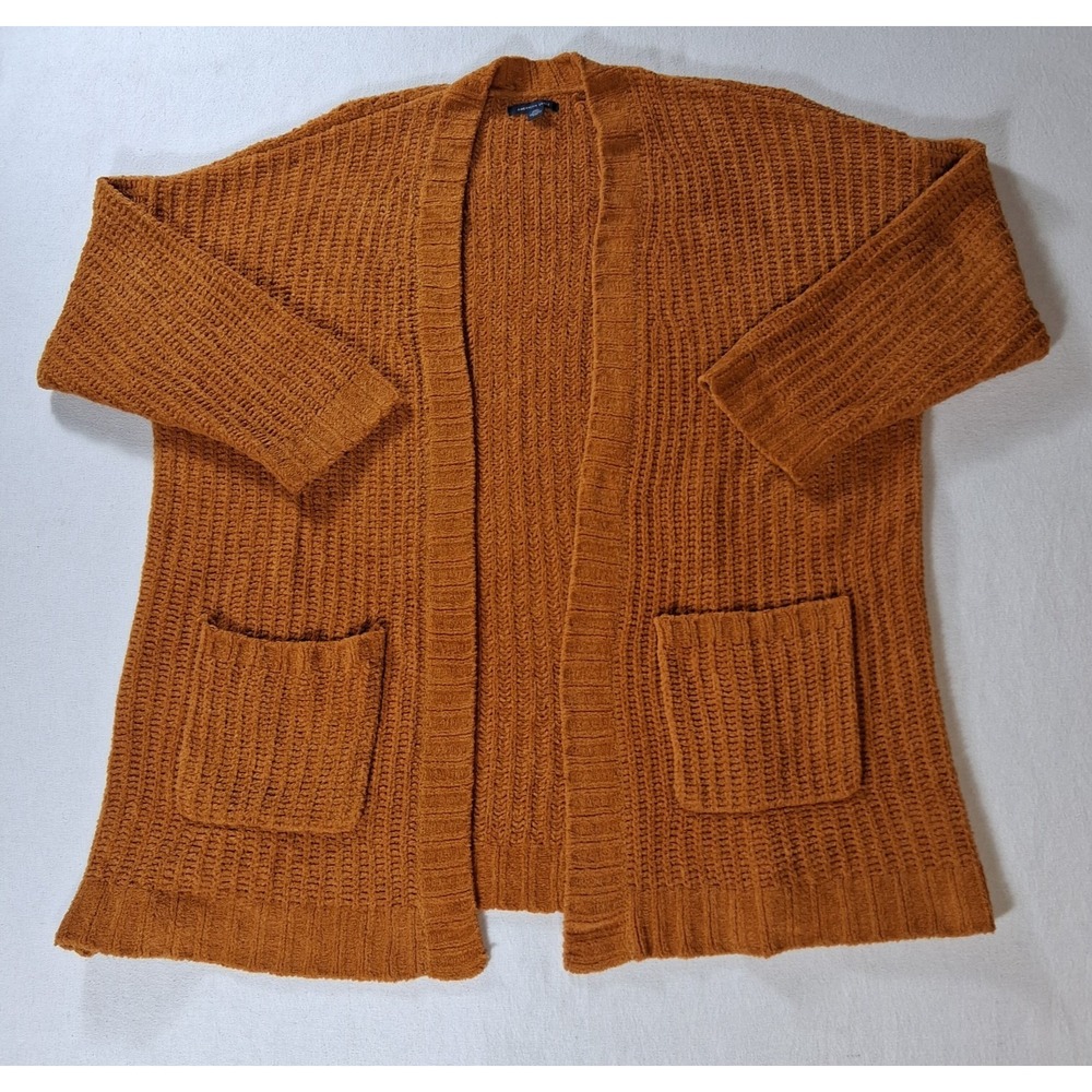 American Eagle Chenille Cardigan Sweater Womens Size L/XL Rust Tie Front